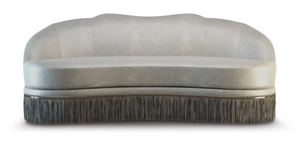 Classic design sofa with leather fringes Daisy - Longhi.it